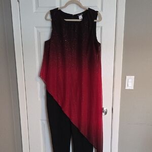 VENUS Womens Red and Black Ombre Sparkle Maxi Wide Leg / Dress
